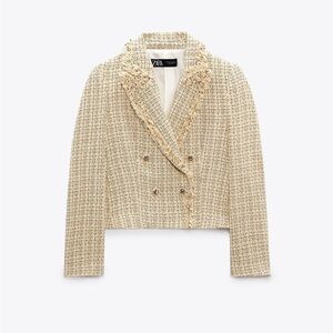 FRAYED DOUBLE BREASTED BLAZER